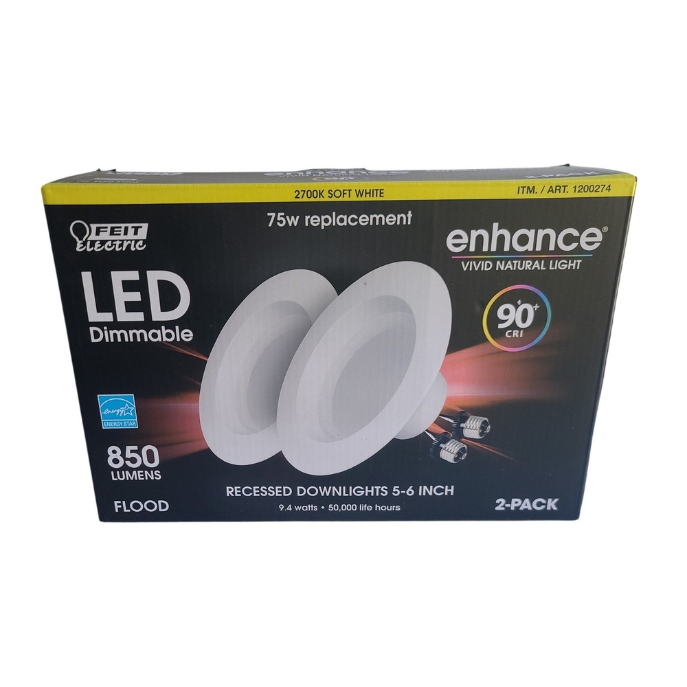 Feit Electric LED Dimmable‎ Recessed Downlights 5-6" 2-Pack 2700K 75W 1200274